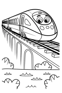 Train rapide sur un pont élevé - Coloriage à imprimer