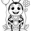 Smiling Ladybug with a Big Medal - Printable coloring page