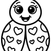 Mariquita sonriente con corazones en las alas - Dibujo para colorear para imprimir