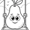 Uśmiechnięta gruszka na huśtawce - Kolorowanka do druku