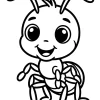Smiling Ant with Big Eyes - Printable coloring page