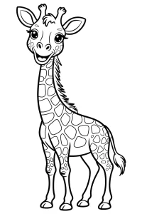 Jirafa sonriente con cuello largo - Dibujo para colorear para imprimir