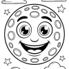 Smiling Moon Among Clouds and Stars - Printable coloring page