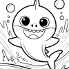 Uśmiechnięty rekin z dużymi oczami - Kolorowanka do druku