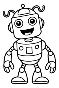 Robot sonriente con antenas en la cabeza - Dibujo para colorear para imprimir