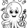 Cheerful Octopus with Musical Instruments - Printable coloring page