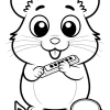 Hamster alegre con armónica y tambor - Dibujo para colorear para imprimir