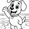 Chien joyeux avec collier et médaille - Coloriage à imprimer