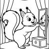 Ardilla frente al espejo en el escenario - Dibujo para colorear para imprimir