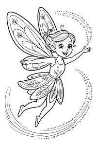 Hada con grandes alas y vestido - Dibujo para colorear para imprimir
