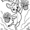 Fawn with Baskets and Flag - Printable coloring page