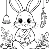 Rabbit in Costume on Mat - Printable coloring page