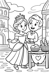 Princess with Crown and Stall - Printable coloring page
