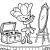 Kwiatowa balerina przy dużym lustrze - Kolorowanka do druku