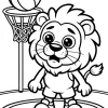 Lion by the Basketball Hoop - Printable coloring page
