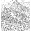 Machu Picchu pod wysoką górą - Kolorowanka do druku