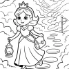 Kleine Prinzessin mit Laterne - Malvorlage zum Ausdrucken
