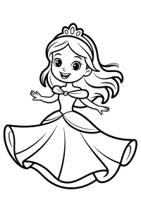 Kleine Prinzessin mit Tiara - Ausmalbild zum Ausdrucken