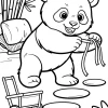Kleine Panda mit langer Springseil - Malvorlage zum Ausdrucken