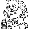 Mała panda z dużym plecakiem - Kolorowanka do druku