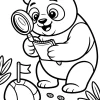 Mała panda z lupą i notesem - Kolorowanka do druku