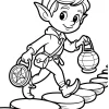 Little Elf with Lantern and Hat - Printable coloring page