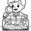 Nauczyciel z lupą i terrarium - Kolorowanka do druku