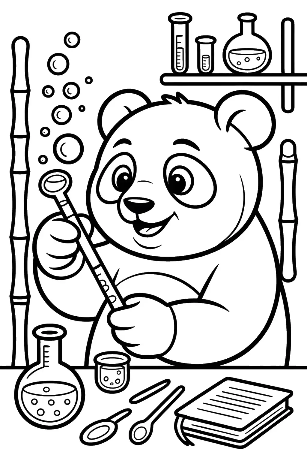 Panda z obręczą do baniek - Kolorowanka do druku