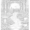 Garden Pergola with Bench and Flowers - Printable coloring page