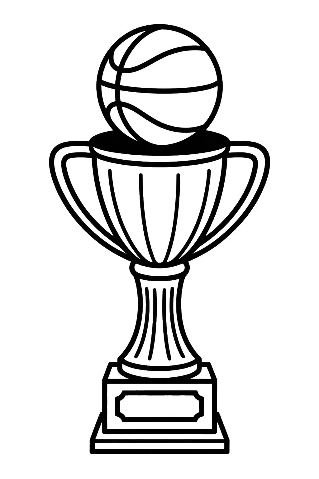 Basketball Trophy with Ball - Printable coloring page