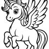 Winged Unicorn with Big Eyes - Printable coloring page