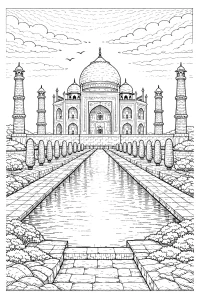 Taj Mahal mit Wasserkanal