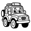 Geländewagen Jeep mit großen Augen - Malvorlage zum Ausdrucken
