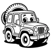 Off-road Jeep with Spare Tire - Printable coloring page