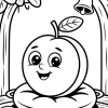 Pomme joyeuse avec une feuille - Coloriage à imprimer