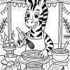 Zebra przy stole z trzepaczką