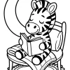 Zebra z książką pod księżycem