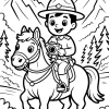 Garçon à cheval avec un appareil photo - Coloriage à imprimer