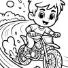 Niño en moto de cross pequeña - Dibujo para colorear para imprimir