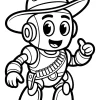 Fortnite robot w szerokim kapeluszu - Kolorowanka do druku