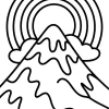 Sommet de montagne sous un large arc-en-ciel - Coloriage à imprimer