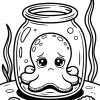 Sad Octopus in a Large Jar - Printable coloring page