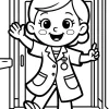 Uśmiechnięta pani doktor w fartuchu - Kolorowanka do druku