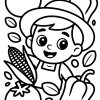 Enfant souriant avec épi de maïs - Coloriage à imprimer