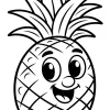 Uśmiechnięty ananas z dużymi oczami - Kolorowanka do druku