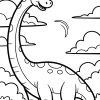 Uśmiechnięty dinozaur z długą szyją - Kolorowanka do druku