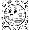 Uśmiechnięty Jowisz w otoczeniu asteroid - Kolorowanka do druku
