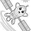Uśmiechnięty satelita z panelami słonecznymi - Kolorowanka do druku
