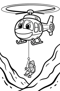 Wesoły helikopter z liną ratunkową