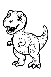 Tyrannosaure joyeux aux grands yeux - Coloriage à imprimer